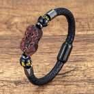FuAttract Wealth & Protection Pixiu Om Mani Padme Hum Stainless Steel Leather Bracelet - Red Tiger’s Eye - Black - 23cm - image 20