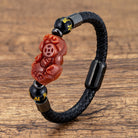 FuAttract Wealth & Protection Pixiu Om Mani Padme Hum Stainless Steel Leather Bracelet - Red Agate - Black - 23cm - image 14