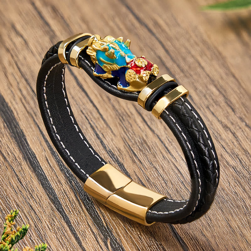 FuAttract Protection Prosperity & Luck Pixiu Stainless Steel Leather Bracelet - image 1