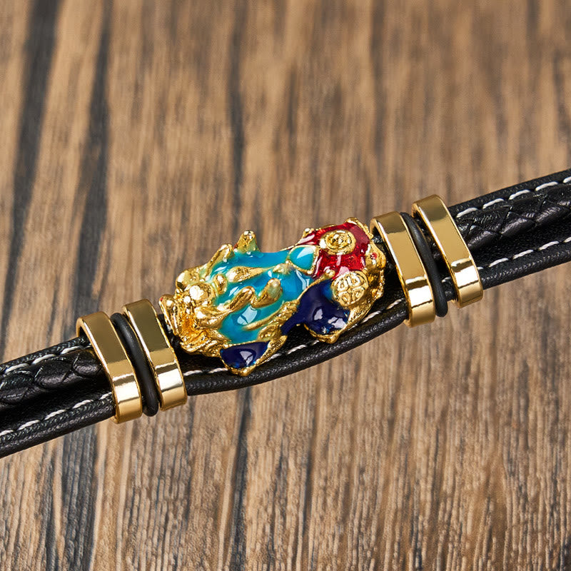 FuAttract Protection Prosperity & Luck Pixiu Stainless Steel Leather Bracelet - image 4