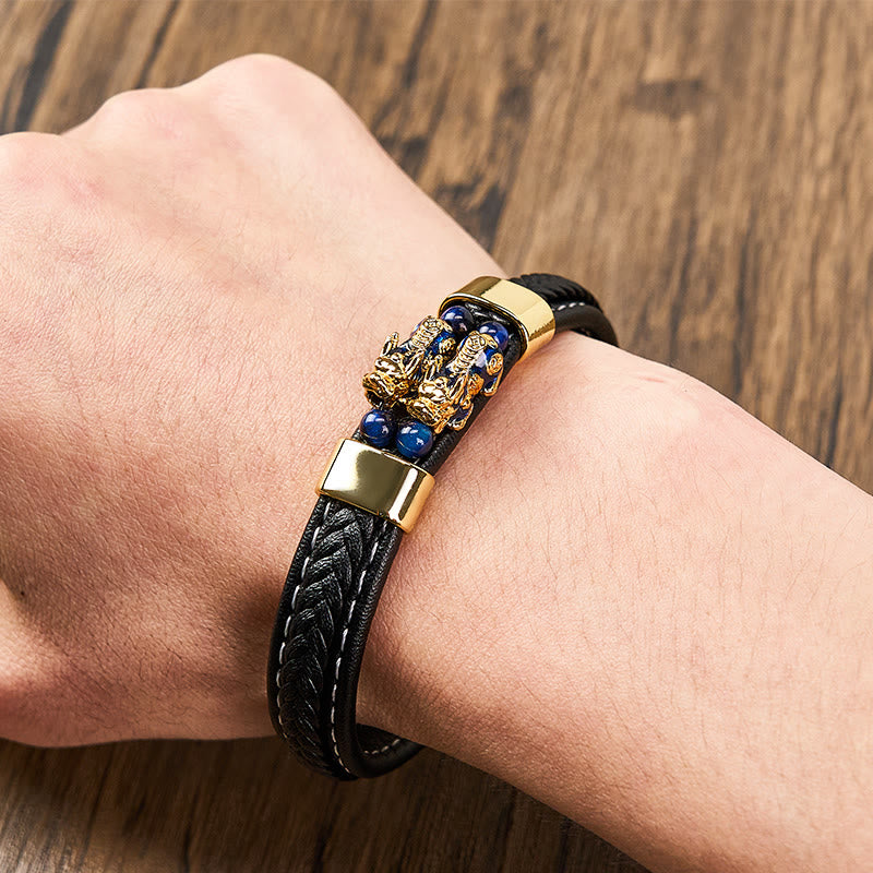 FuAttract Wealth & Protective Energy Pixiu Stainless Steel Leather Bracelet - image 3