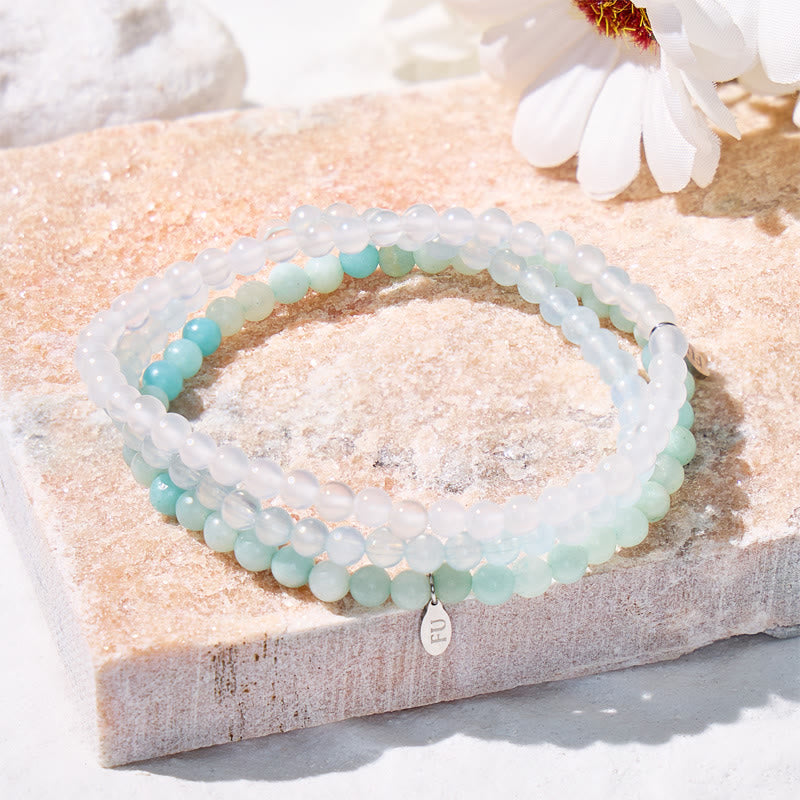 FuAttract Find Your Calm 3-Piece Stone Bracelet Set with Gift Message Card - 20cm - image 0