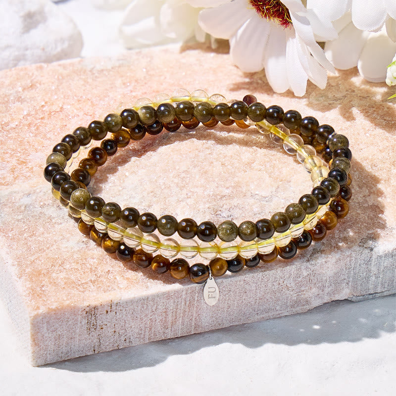 FuAttract Own Your Power 3-Piece Stone Bracelet Set with Gift Message Card - 20cm - image 0