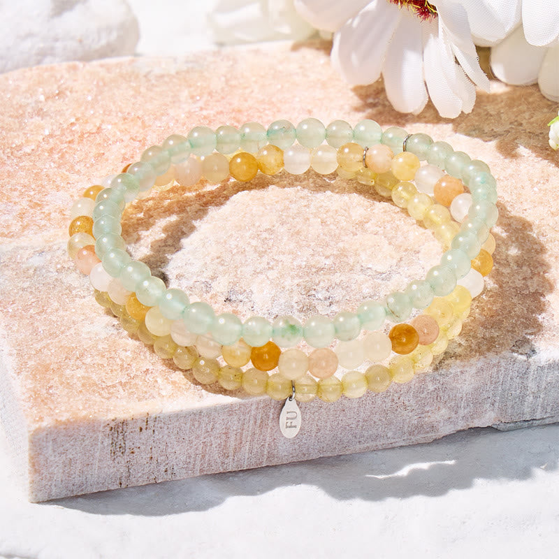 FuAttract Create Your Success 3-Piece Stone Bracelet Set with Gift Message Card - 20cm - image 0
