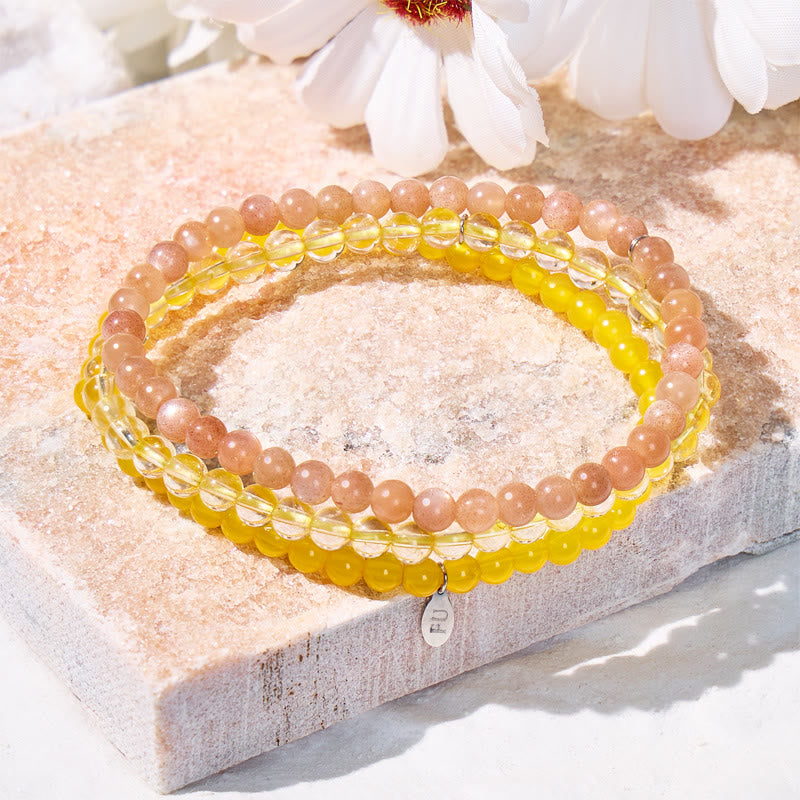 FuAttract Shine Your Light 3-Piece Stone Bracelet Set with Gift Message Card - 20cm - image 0