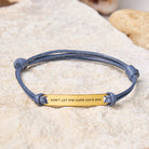 FuAttract Don't Let The Hard Days Win Stainless Steel Engraved Waxed Cord Bracelet - Gray - Gold - image 14