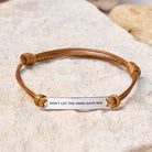 FuAttract Don't Let The Hard Days Win Stainless Steel Engraved Waxed Cord Bracelet - Brown - Silver - image 16