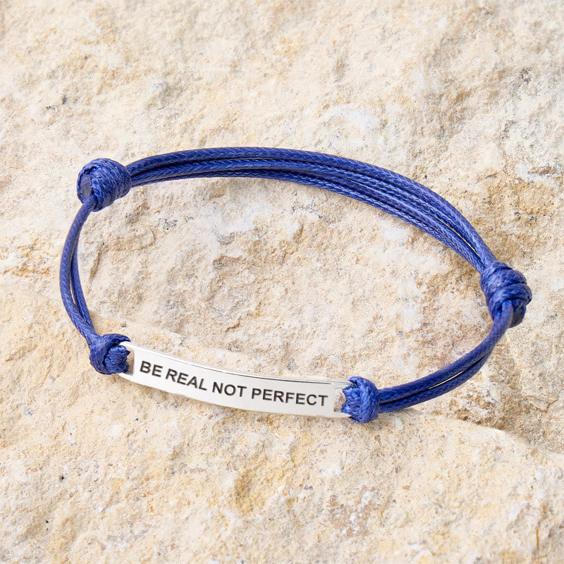 FuAttract Be Real Not Perfect Stainless Steel Engraved Waxed Cord Bracelet - image 1