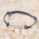 FuAttract Go With Your Gut Stainless Steel Engraved Waxed Cord Bracelet - Gray - Silver - image 0