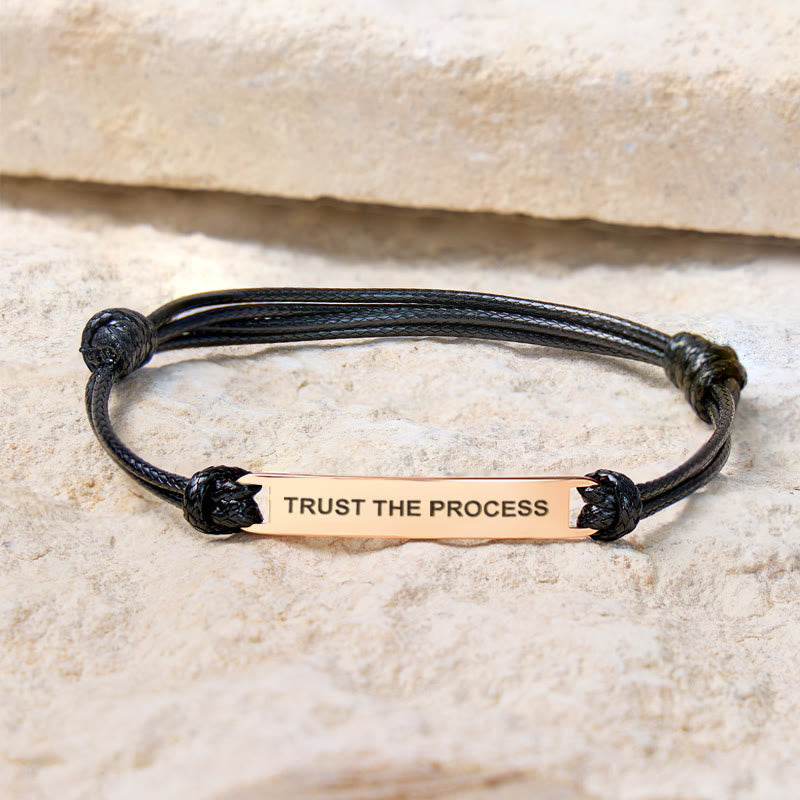 FuAttract Trust The Process Stainless Steel Engraved Waxed Cord Bracelet - image 2