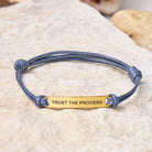 FuAttract Trust The Process Stainless Steel Engraved Waxed Cord Bracelet - Gray - Gold - image 15