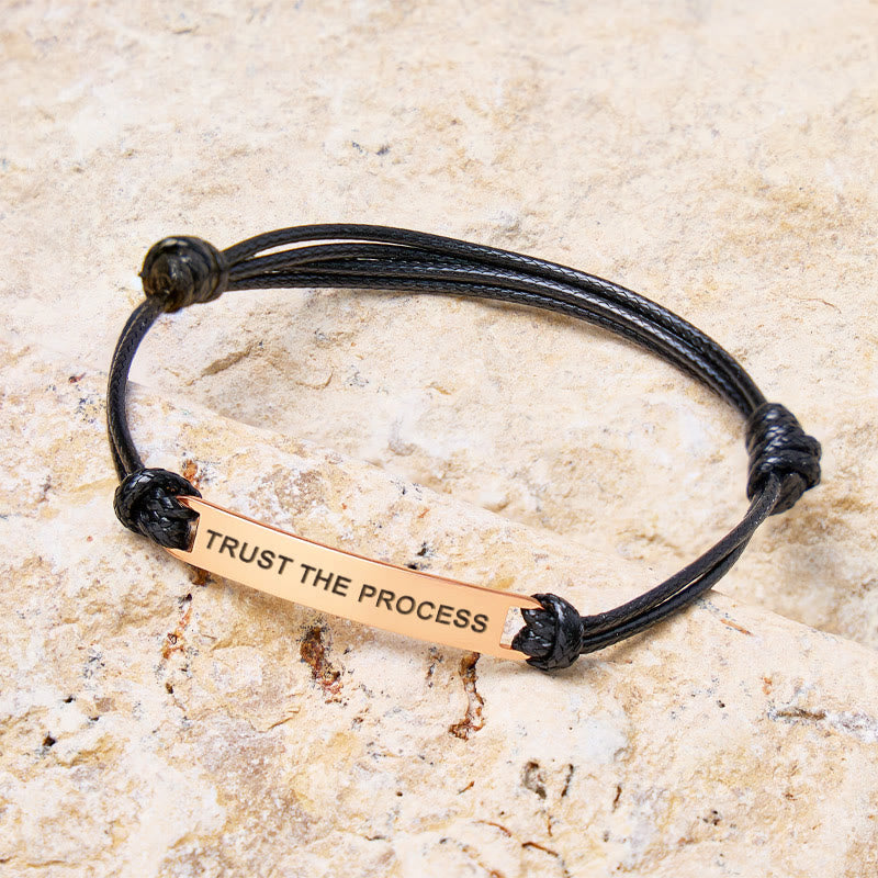 FuAttract Trust The Process Stainless Steel Engraved Waxed Cord Bracelet - image 1