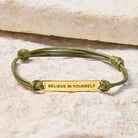 FuAttract Believe In Yourself Stainless Steel Engraved Waxed Cord Bracelet - image 1