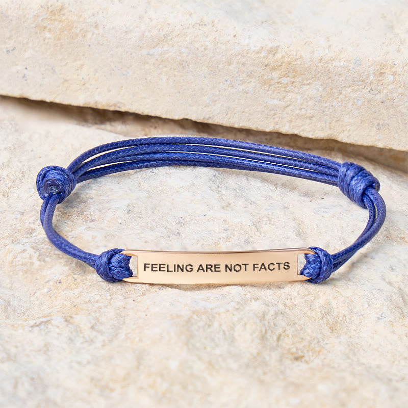 FuAttract Feelings Are Not Facts Stainless Steel Engraved Waxed Cord Bracelet - image 2