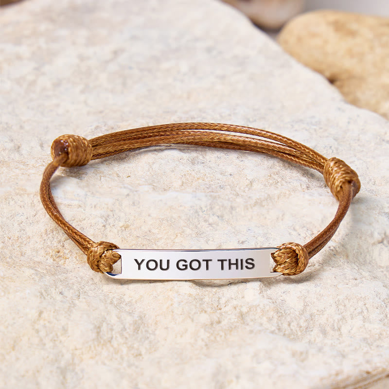FuAttract You Got This Stainless Steel Engraved Waxed Cord Bracelet - Brown - Silver - image 17