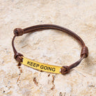 FuAttract Keep Going Stainless Steel Engraved Waxed Cord Bracelet - image 1