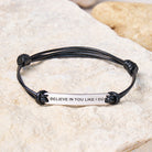 FuAttract Believe In You Like I Do Stainless Steel Engraved Waxed Cord Bracelet - Black - Silver - image 7