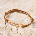 FuAttract Be The Change Stainless Steel Engraved Waxed Cord Bracelet - image 1