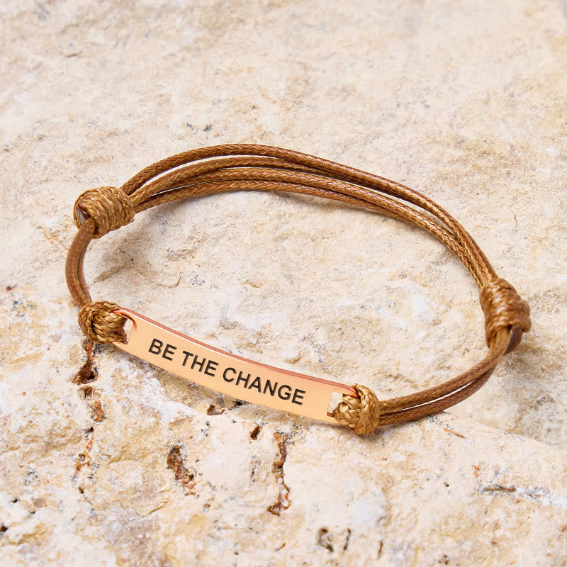 FuAttract Be The Change Stainless Steel Engraved Waxed Cord Bracelet - image 1