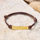FuAttract Stronger Than The Storm Stainless Steel Engraved Waxed Cord Bracelet - Dark Brown - Gold - image 13