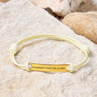 FuAttract Stronger Than The Storm Stainless Steel Engraved Waxed Cord Bracelet - Cream White - Gold - image 22