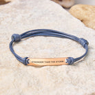 FuAttract Stronger Than The Storm Stainless Steel Engraved Waxed Cord Bracelet - Gray - Rose Gold - image 18
