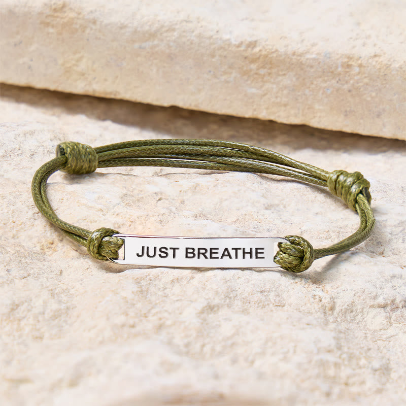FuAttract Just Breathe Stainless Steel Engraved Waxed Cord Bracelet - image 2