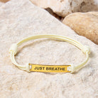 FuAttract Just Breathe Stainless Steel Engraved Waxed Cord Bracelet - Cream White - Gold - image 20