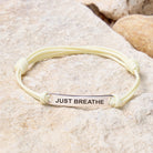 FuAttract Just Breathe Stainless Steel Engraved Waxed Cord Bracelet - Cream White - Silver - image 19
