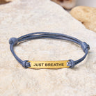 FuAttract Just Breathe Stainless Steel Engraved Waxed Cord Bracelet - Gray - Gold - image 14