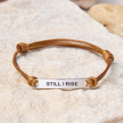 FuAttract Still I Rise Stainless Steel Engraved Waxed Cord Bracelet - Brown - Silver - image 17