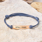 FuAttract Still I Rise Stainless Steel Engraved Waxed Cord Bracelet - Gray - Rose Gold - image 13