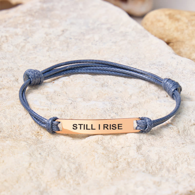 FuAttract Still I Rise Stainless Steel Engraved Waxed Cord Bracelet - Gray - Rose Gold - image 13