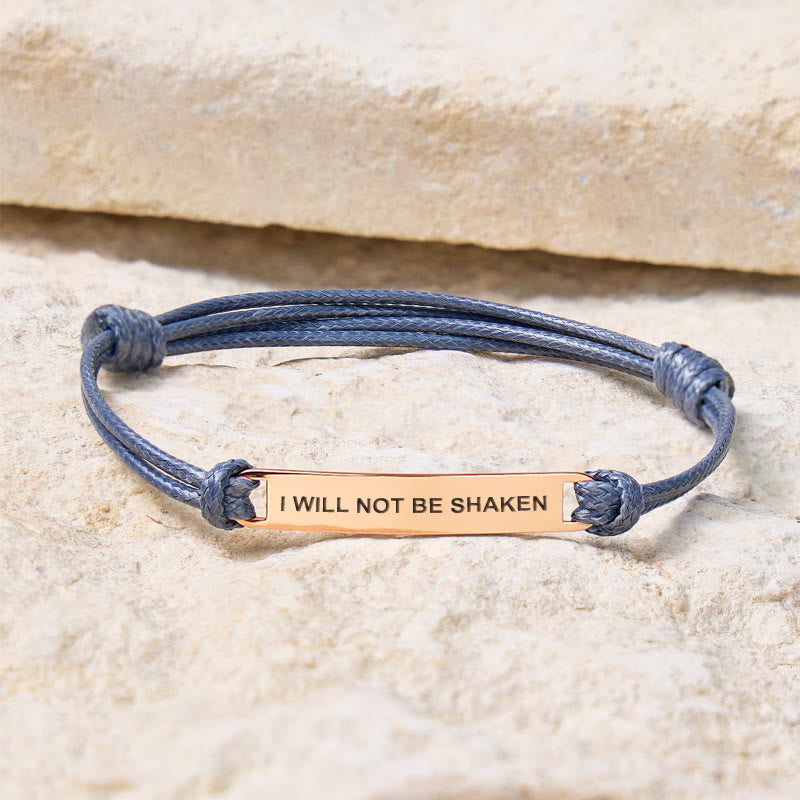 FuAttract I Will Not Be Shaken Stainless Steel Engraved Waxed Cord Bracelet - Black - Silver - image 8
