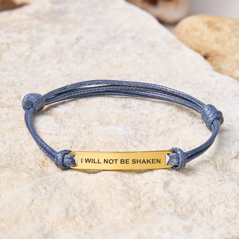 FuAttract I Will Not Be Shaken Stainless Steel Engraved Waxed Cord Bracelet - Dark Brown - Rose Gold - image 13