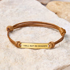 FuAttract I Will Not Be Shaken Stainless Steel Engraved Waxed Cord Bracelet - Brown - Gold - image 18