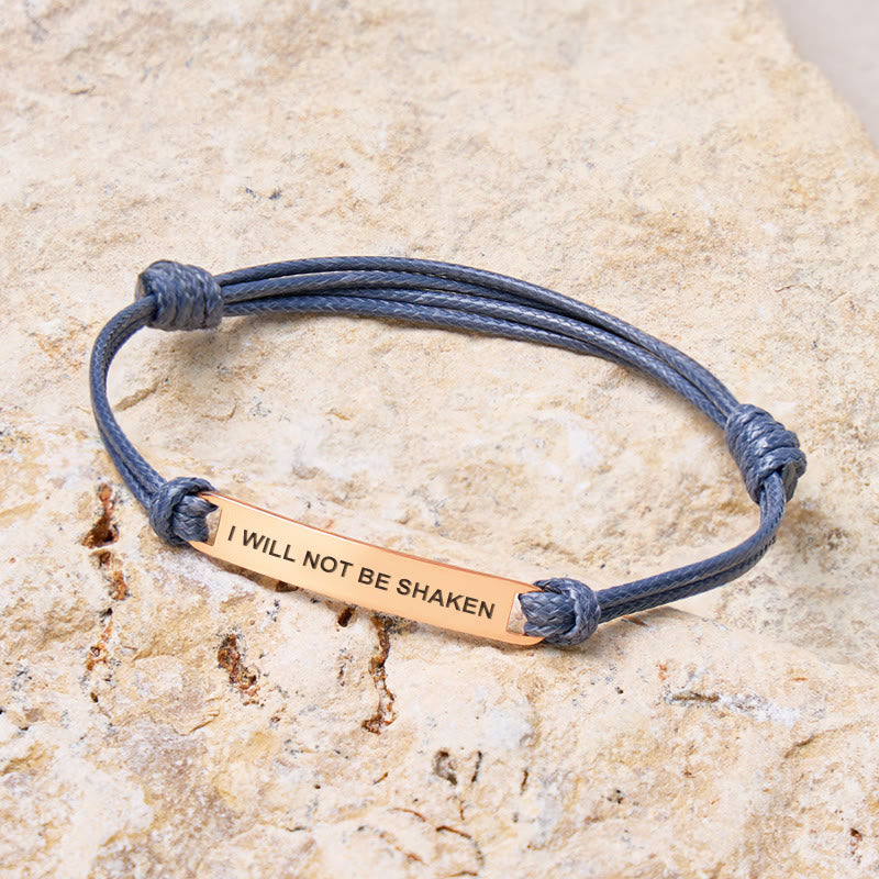 FuAttract I Will Not Be Shaken Stainless Steel Engraved Waxed Cord Bracelet - image 1