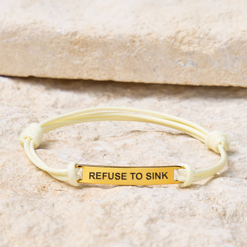 FuAttract Refuse To Sink Stainless Steel Engraved Waxed Cord Bracelet - image 1