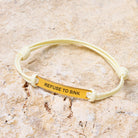 FuAttract Refuse To Sink Stainless Steel Engraved Waxed Cord Bracelet - Cream White - Gold - image 0
