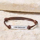 FuAttract I Am Enough Stainless Steel Engraved Waxed Cord Bracelet - image 2