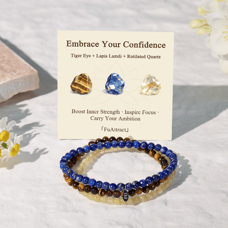 FuAttract Embrace Your Confidence 3-Piece Stone Bracelet Set with Gift Message Card - image 1