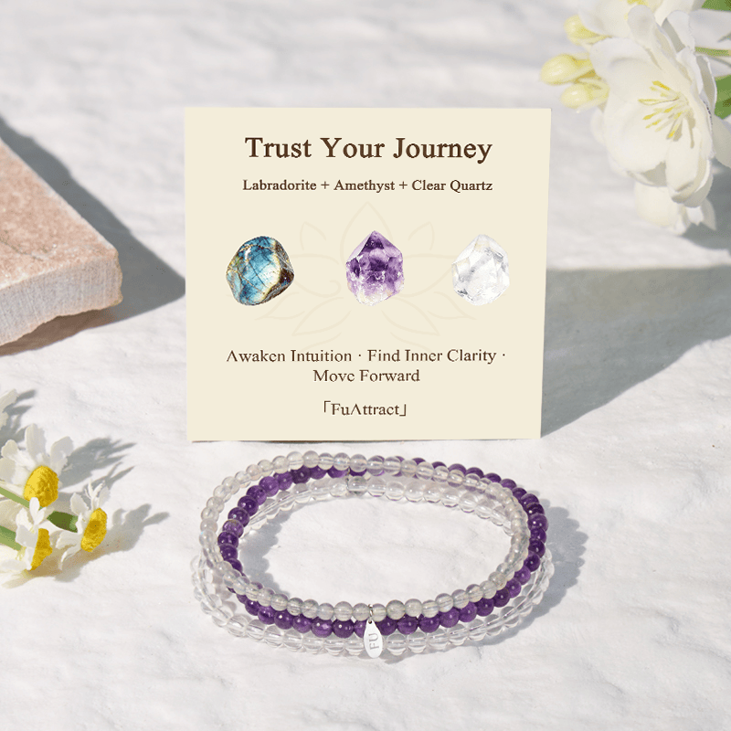 FuAttract Trust Your Journey 3-Piece Stone Bracelet Set with Gift Message Card - image 1