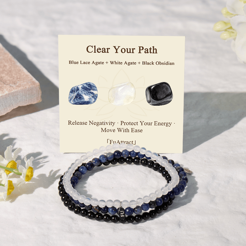 FuAttract Clear Your Path 3-Piece Stone Bracelet Set with Gift Message Card - image 1