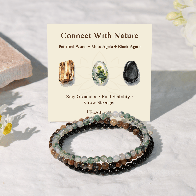 FuAttract Connect With Nature 3-Piece Stone Bracelet Set with Gift Message Card - image 1
