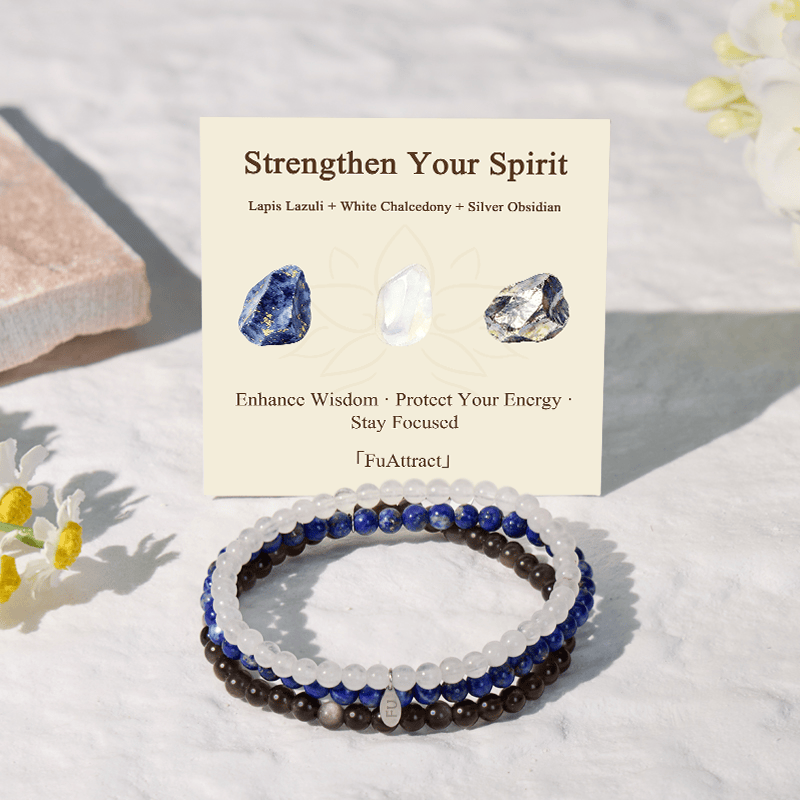 FuAttract Strengthen Your Spirit 3-Piece Stone Bracelet Set with Gift Message Card - image 1
