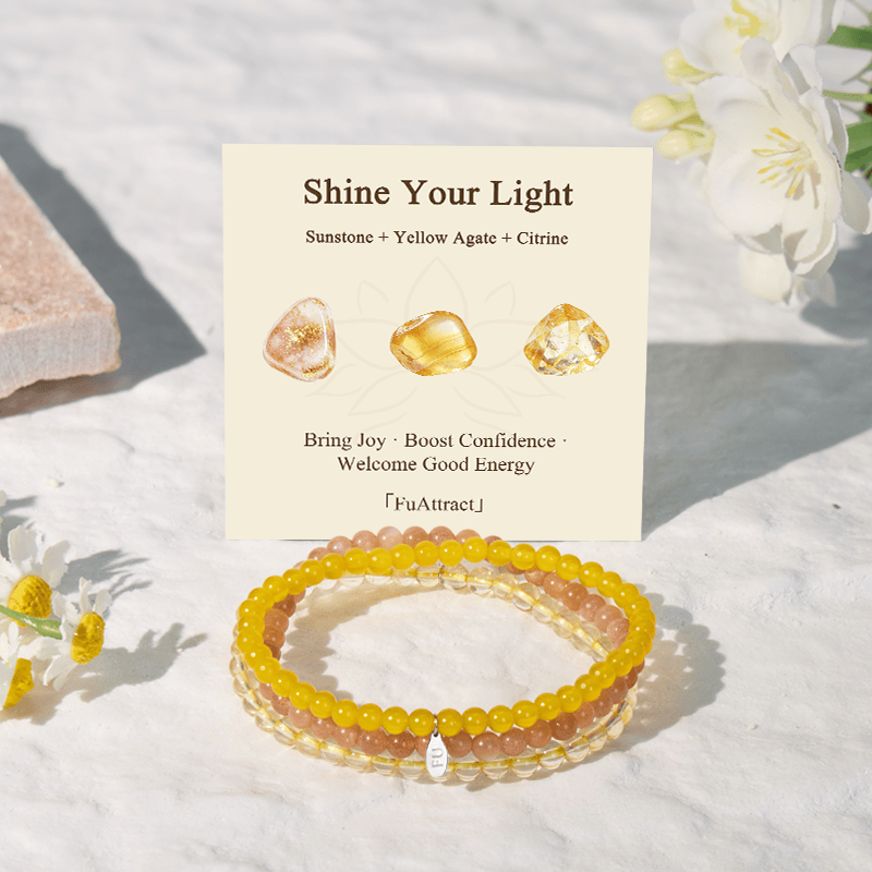 FuAttract Shine Your Light 3-Piece Stone Bracelet Set with Gift Message Card - image 1