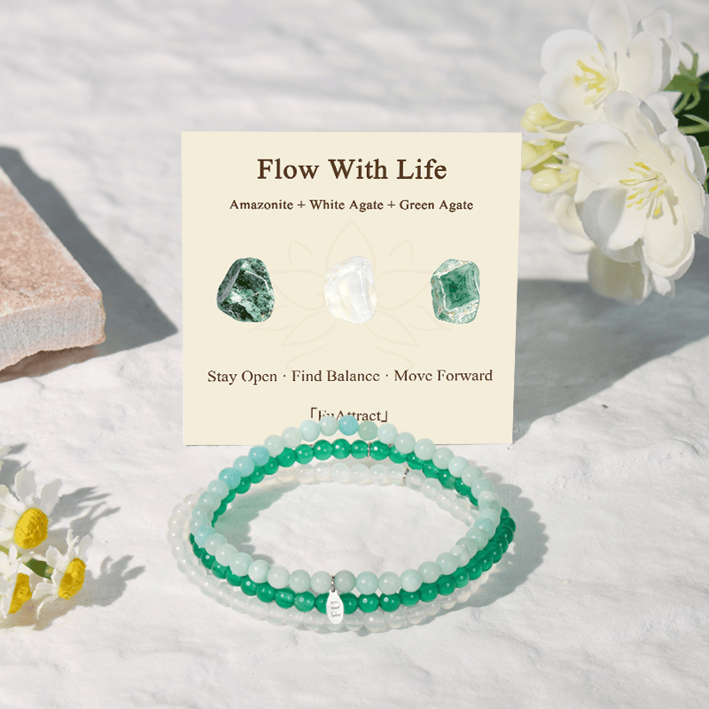 FuAttract Flow With Life 3-Piece Stone Bracelet Set with Gift Message Card - image 1