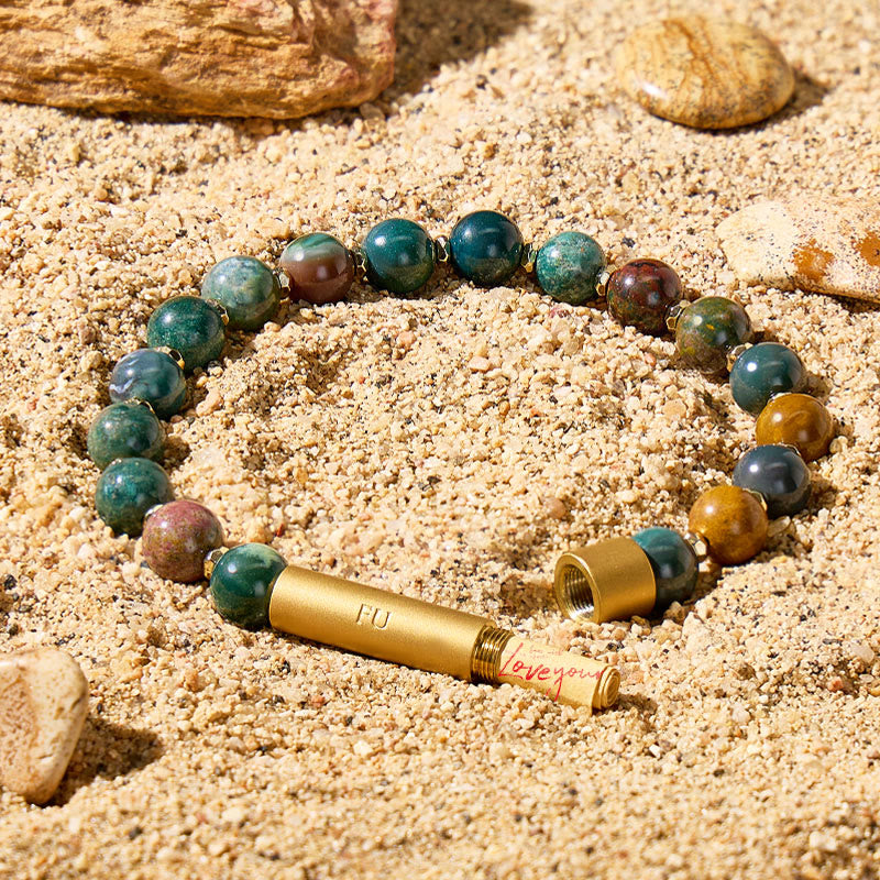 FuAttract Wishbeads Wealth & Good Luck– Ocean Agate Intention Bracelet - 8mm - image 0