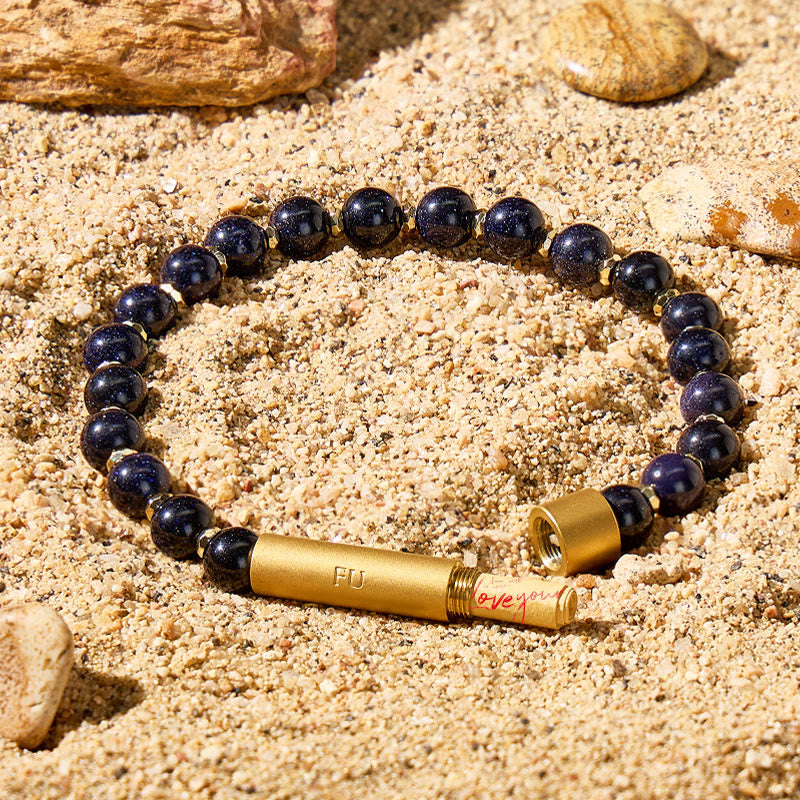 Fuattract Wishbeads Telepathy & Stable–Blue Sandstone Intention Bracelet - 8mm - image 0