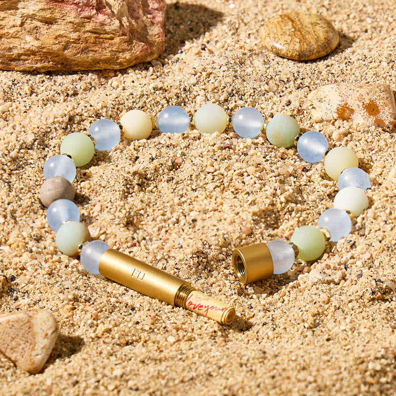 Fuattract Wishbeads Self Love & Courage–Aquamarine Amazonite Intention Bracelet - 8mm - image 0